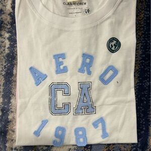 Aeropostale White Tee with Blue Accents